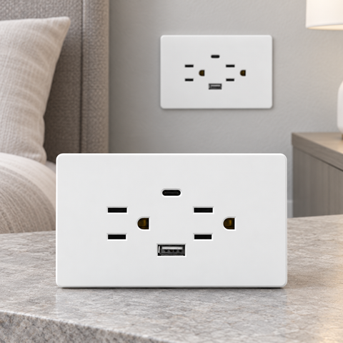 Toma Doble + USB Tipo C Blanco