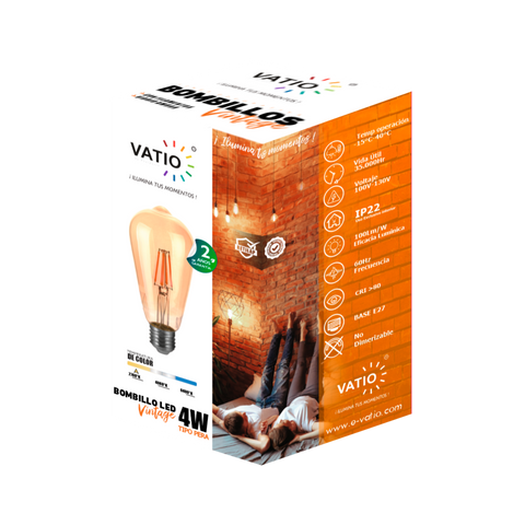 BOMBILLO LED VINTAGE PERA 4W E27 2700°k