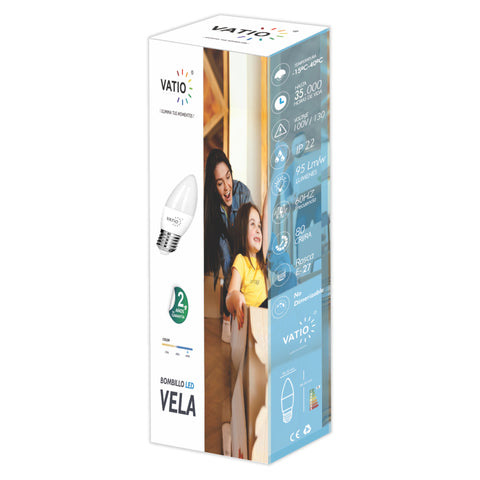 BOMBILLO LED VELA 5W E27 6400°k