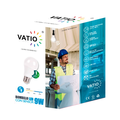 BOMBILLO LED 9W E27 SENSOR
