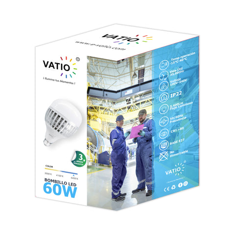 BOMBILLO LED 60W ALTA POTENCIA E27 6400°k