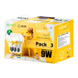 PACK X3 BOMBILLOS LED 9W E27 100–240V LUZ CALIDA 3000 K