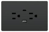 Toma Doble + USB Tipo C Negro