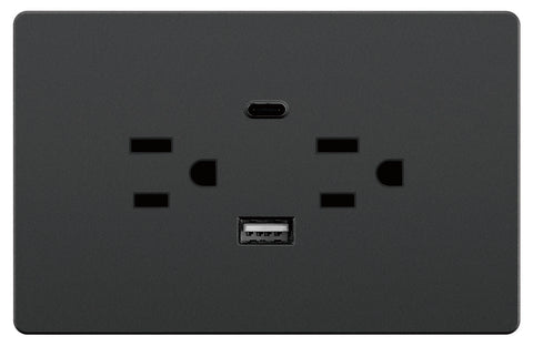 Toma Doble + USB Tipo C Negro