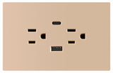Toma Doble + USB Tipo C Dorado