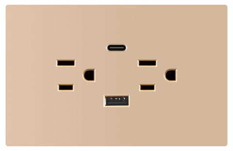 Toma Doble + USB Tipo C Dorado