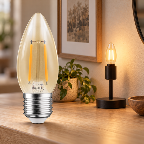 BOMBILLO LED FILAMENTO VELA 2W E27 ÁMBAR 2700 K