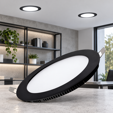 PANEL LED 12W REDONDO DE INCRUSTAR NEGRO