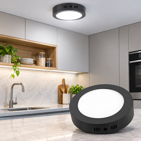 PANEL LED 18W REDONDO DE SOBREPONER NEGRO
